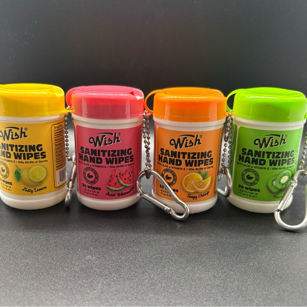 WISH Hand Sanitizing Wipes Keychain Assorted Scent Set of 4